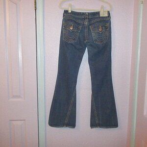 Vtg True Religion Disco Joey Big T Flare Jeans Size 28 Twisted Flap Low Rise USA